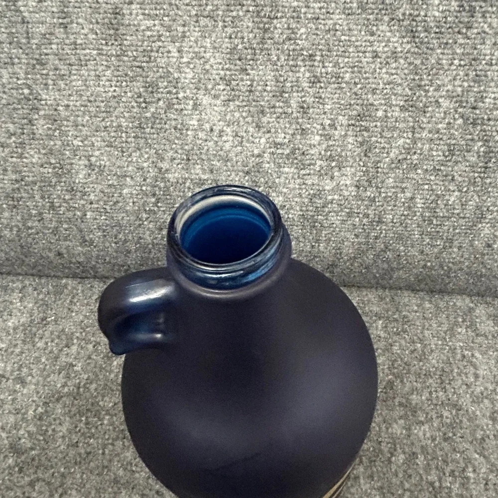 West Virginia Mountaineers WVU Matte Navy Blue Glass Growler Jug 64oz 11in